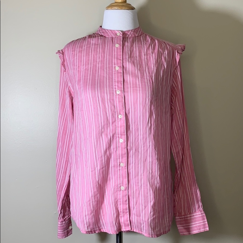 JOE FRESH Pink White Stripped Cotton Shirt Top SP